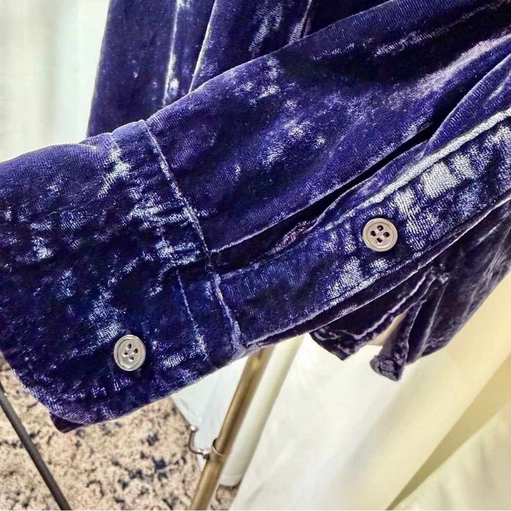 J. Crew ‘Velvet Patch-Pocket Popover Shirt’ in “Navy Twilight” Blue Size XS